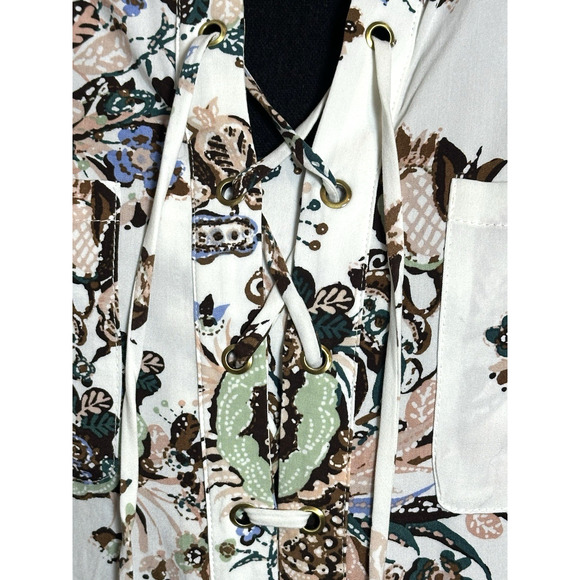 Chico Women's Long Sleeve Blouse Size (0) Paisley Collard Blouse - Picture 2 of 16